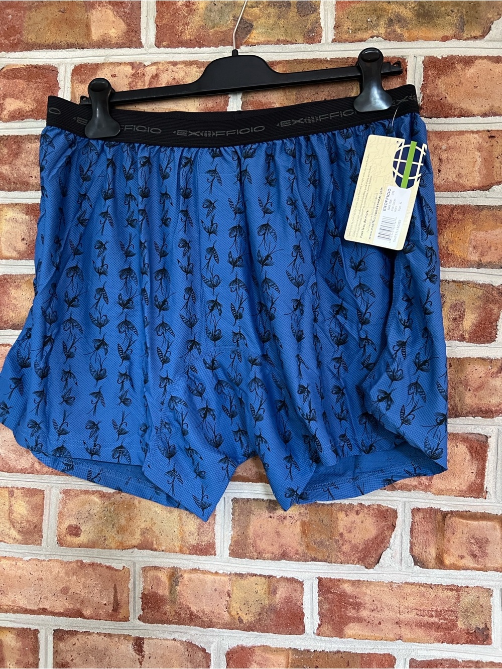 NWT Exofficio Men’s Blue Athletic That’s Fly Boxers with fly fishing Print. XL